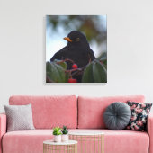 Zwarte vogel canvas afdruk (Insitu (Woonkamer))