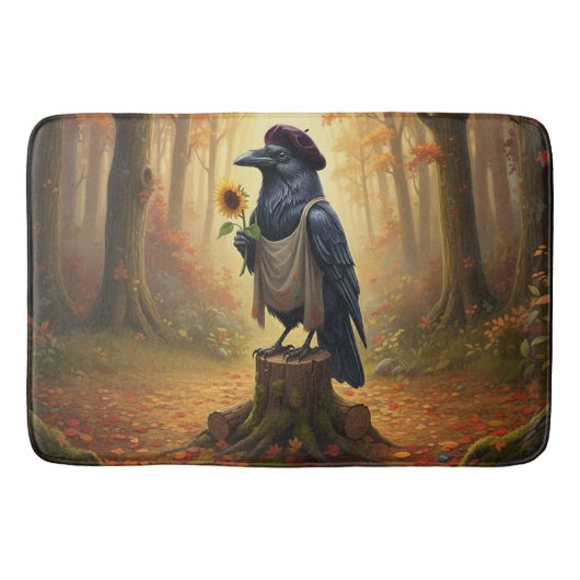 Zwarte Vogel De Kunstzinnige Corvid Raaf Badmat (Voorkant)