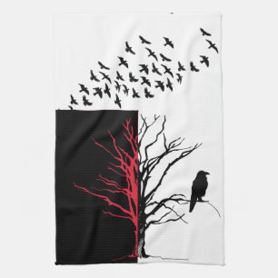 Zwarte vogel de Raven Theedoek