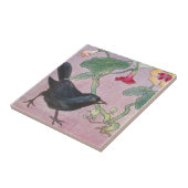 Zwarte vogel en Nasturtia Tegeltje (Zijkant)