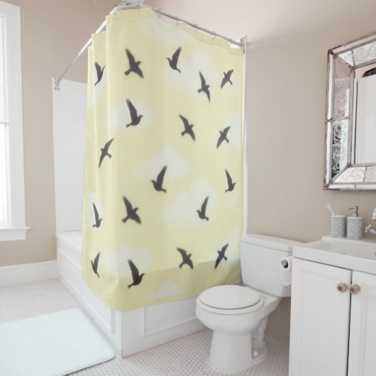 Zwarte Vogel Fly Showergordijn Douchegordijn (In situ)