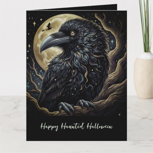 Zwarte Vogel Halloween Kaart (Voorkant)