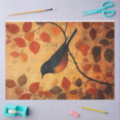 Zwarte vogel herfstbladeren kunstwerk Decoupage Tissuepapier (Craft)