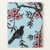 Zwarte vogel in de kersenboom Roze bloesems Red Be Planner (Achterkant)