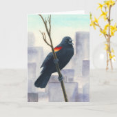 Zwarte vogel kaart (Gele Bloem)