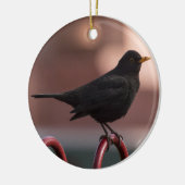 Zwarte vogel keramisch ornament (Links)