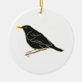 Zwarte vogel keramisch ornament