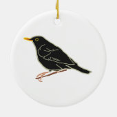 Zwarte vogel keramisch ornament (Achterkant)