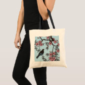 Zwarte vogel kersenbloesemboom tote bag (Voorkant (product))