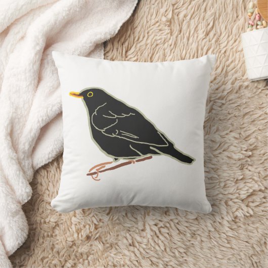 Zwarte vogel kussen (Deken)