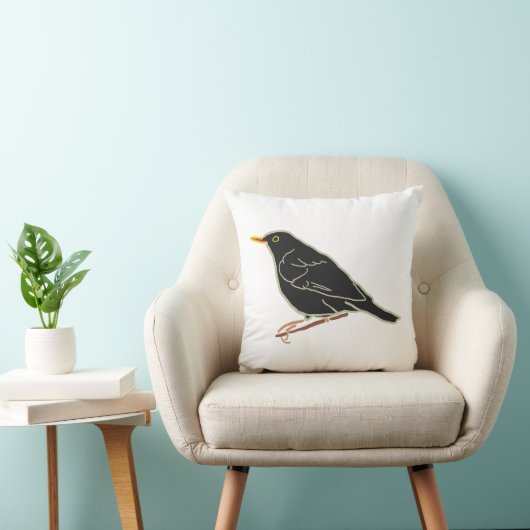 Zwarte vogel kussen (Stoel)