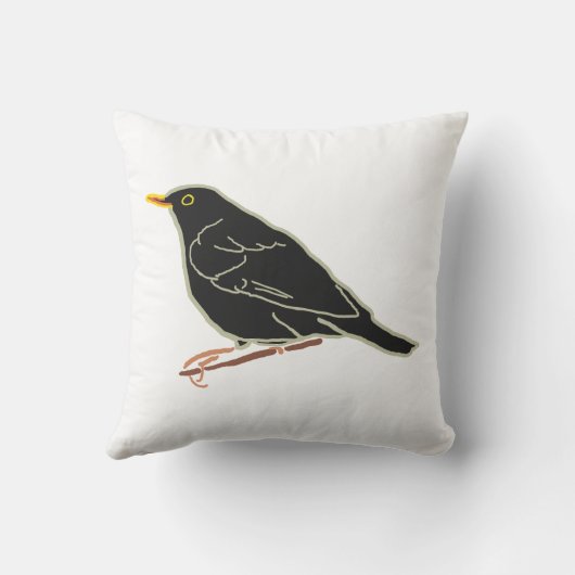 Zwarte vogel kussen (Achterkant)