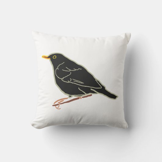 Zwarte vogel kussen (Voorkant)