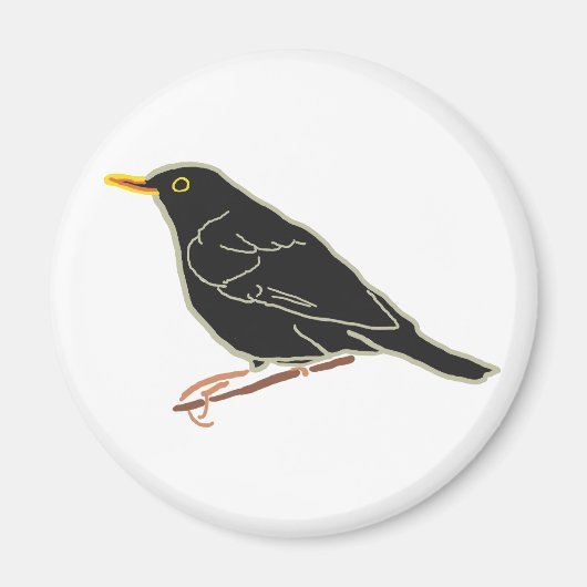 Zwarte vogel magneet (Voorkant)