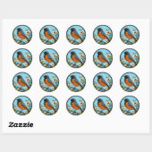 Zwarte Vogel Met Bloemen 🐦 Ronde Sticker (Vel)