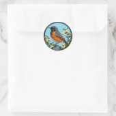 Zwarte Vogel Met Bloemen 🐦 Ronde Sticker (Tas)