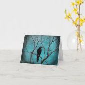 Zwarte vogel met een aquablauwe lucht kaart (Gele Bloem)