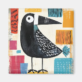 Zwarte Vogel Moderne Kunst, Magneet (Voorkant)