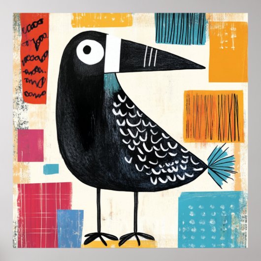 Zwarte Vogel Moderne Kunst Poster (Voorkant)