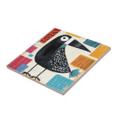 Zwarte Vogel Moderne Kunst Tegeltje (Zijkant)