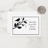 Zwarte vogel op bijkantoor na begrafenis bedankt k notitiekaartje (Voorkant / Achterkant in situ)