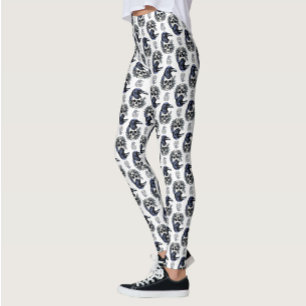 Zwarte vogel op een schedel Gothic Patroon Ontwerp Leggings