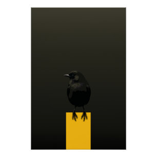 Zwarte Vogel op Gouden Sockel Perfect Poster