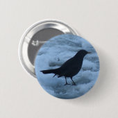 Zwarte vogel op ijs Button (Voorkant /achterkant)