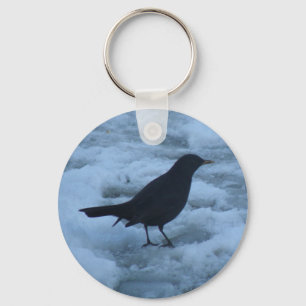 Zwarte vogel op ijs Sleutelhanger
