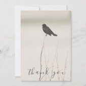 Zwarte vogel op kale tak flat dank u kaart (Voorkant)