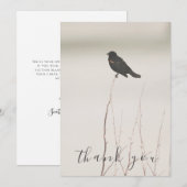 Zwarte vogel op kale tak flat dank u kaart (Voorkant / Achterkant)