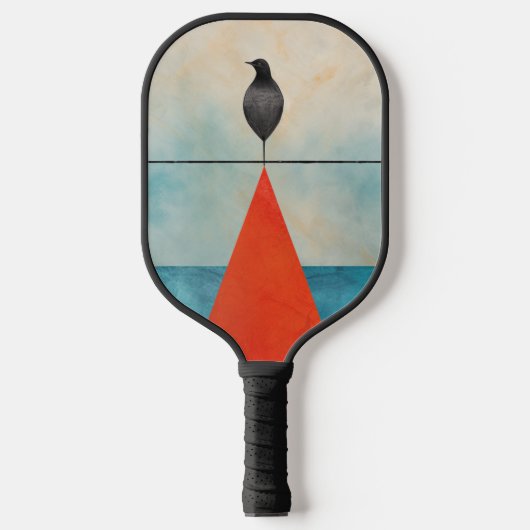 Zwarte Vogel op Rode Driehoek In het midden van wa Pickleball Paddle (Voorkant)