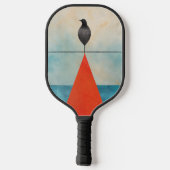 Zwarte Vogel op Rode Driehoek In het midden van wa Pickleball Paddle (Achterkant)