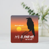 Zwarte Vogel Partij Zonsondergang Raaf Kaart (Staand voorkant)
