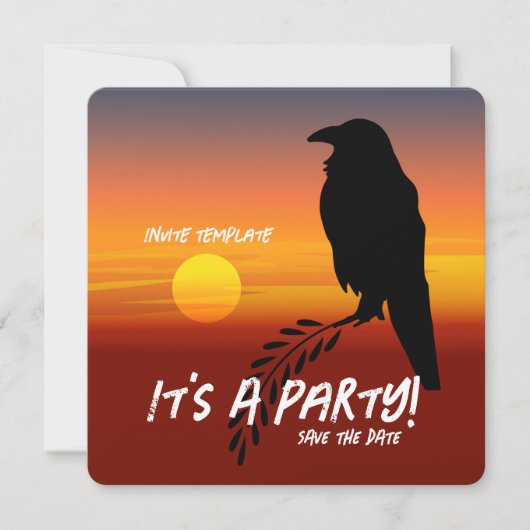 Zwarte Vogel Partij Zonsondergang Raaf Kaart (Voorkant)