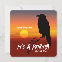 Zwarte Vogel Partij Zonsondergang Raaf