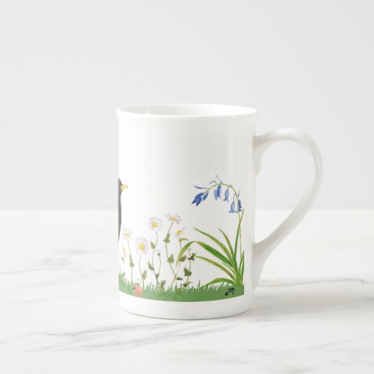 Zwarte vogel porselein kop (Rechts)