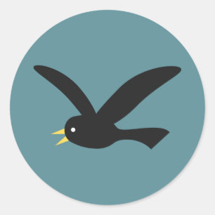 Zwarte vogel ronde sticker