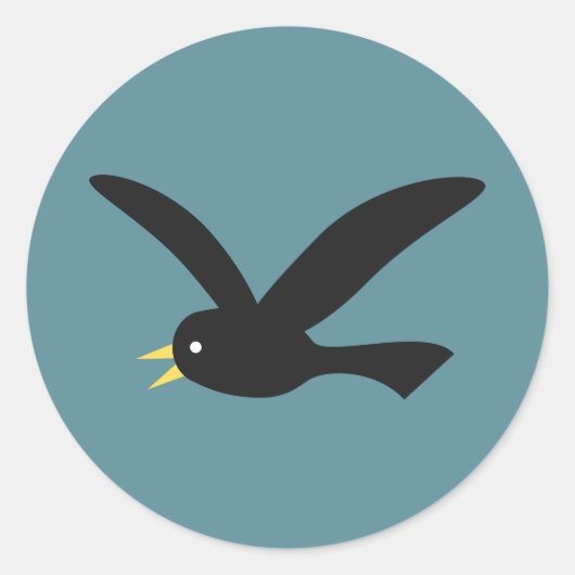 Zwarte vogel ronde sticker (Voorkant)