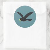 Zwarte vogel ronde sticker (Tas)