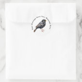 Zwarte vogel ronde sticker (Tas)