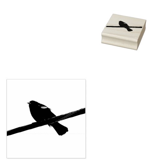 Zwarte vogel rubberstempel (Gestempeld)