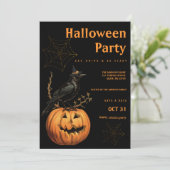 Zwarte vogel sinaasappel jack lantaarn Halloween P Kaart (Staand voorkant)