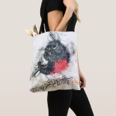 Zwarte vogel tote bag (Dichtbij)