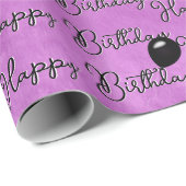 Zwarte vogelballonnen op roze Waterverf Cadeaupapier (Rol Hoek)