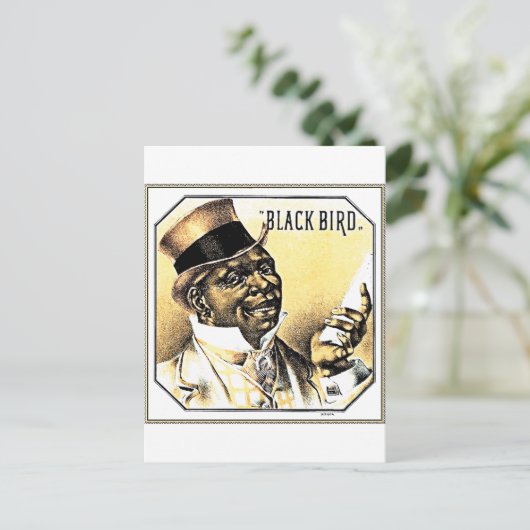  zwarte vogeldoos briefkaart (Staand voorkant)