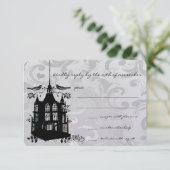  zwarte vogelkooi roze bruiloft RSVP (Staand voorkant)