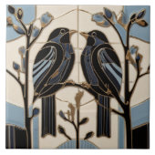 Zwarte vogels Art Nouveau Vogel Art Deco BlackBird Tegeltje (Voorkant)