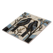 Zwarte vogels Art Nouveau Vogel Art Deco BlackBird Tegeltje (Zijkant)