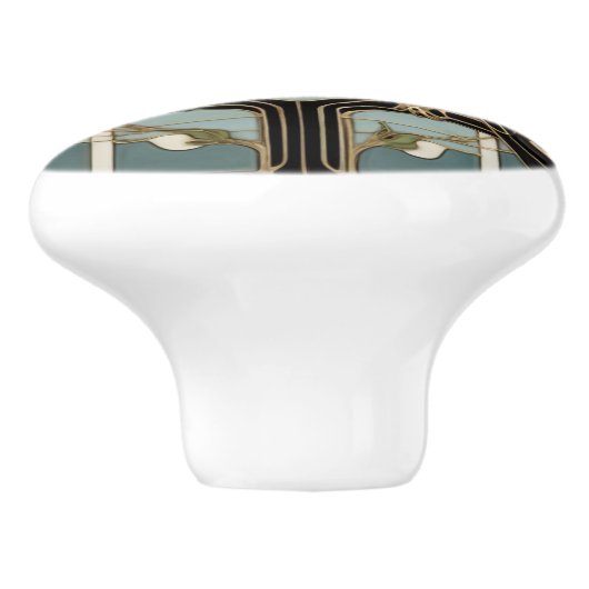 Zwarte vogels Art Nouveau Vogel Art Deco duiven Keramische Knop (Zijkant)